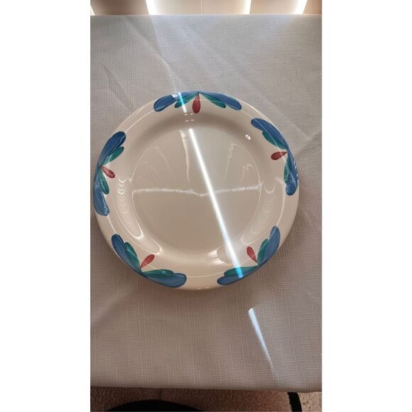 PIER 1 CERAMICA QUADRIFOGLIO HAND PAINTED BLUE GREEN DINER PLATES SET OF 4 - Picture 3 of 8